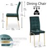 5 Piece Dining Set Including Velvet High Back Golden Color Legs Nordic Dining Chair & Creative Design Dining Table - Green - Image 9
