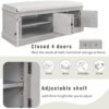 Storage Bench With 4 Doors And Adjustable Shelves, Shoe Bench With Removable Cushion For Living Room, Entryway - Gray Wash - Image 6