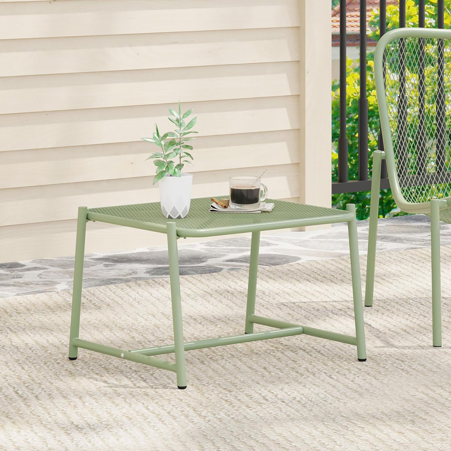 Kincaid - Modern Mesh Top Side Table - Green - Image 2