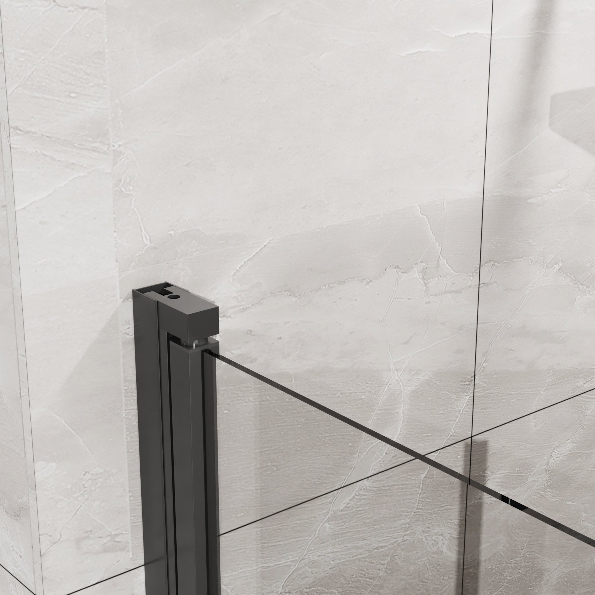 Bifold - Frameless Glass Shower Door 1 / 4" Tempered Clear Glass Pivot Swing Panel - Black - Image 8