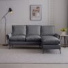 Modern Sectional Technical Leather L-Shaped Sofa Couch With Reversible Chaise Lounge - Dark Gray - Image 4