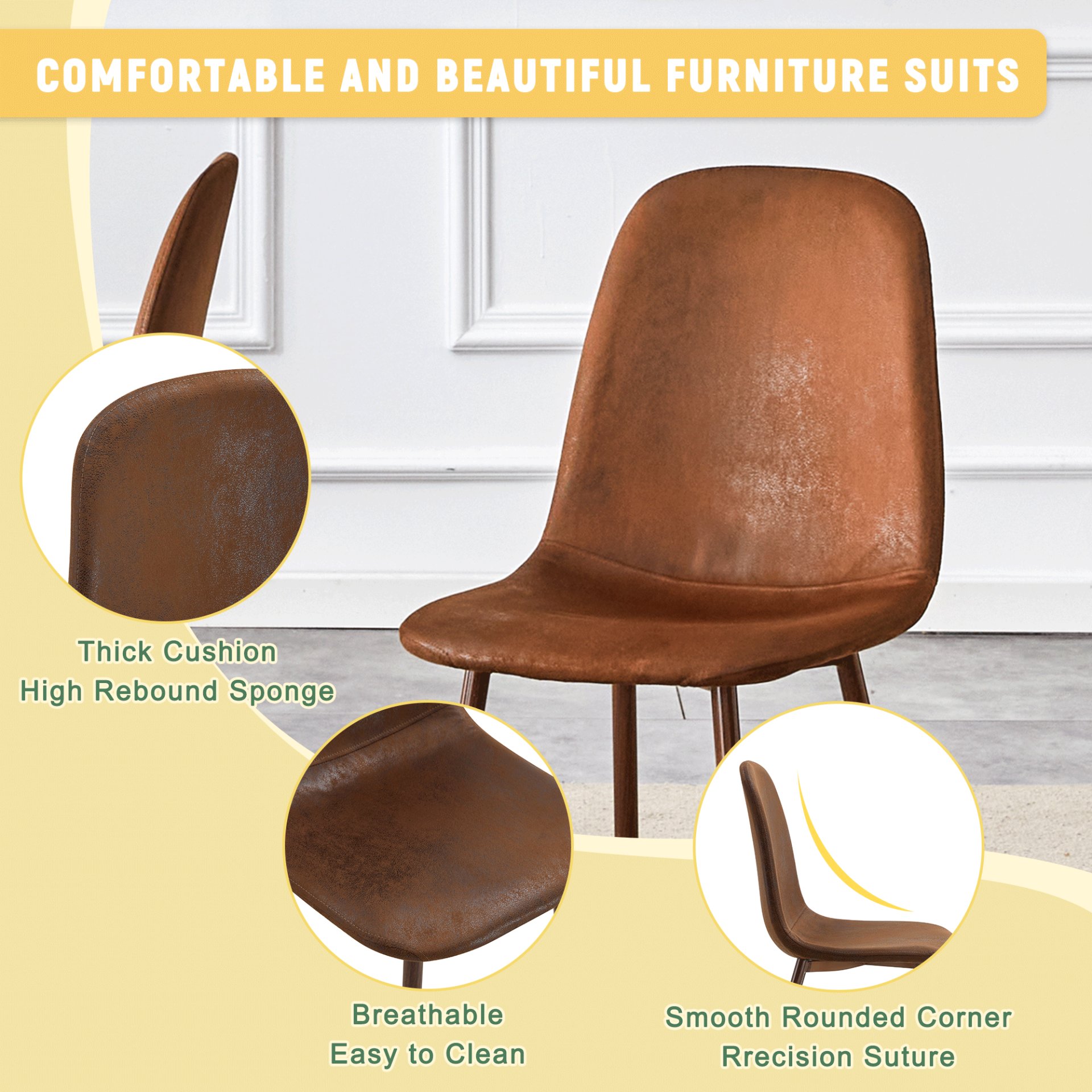 (Set of 4) Backrest AndTransfer Legs Chairs Adding A Touch Of Elegance To Minimalist And Scandinavian Style Homes - Walnut - Image 6