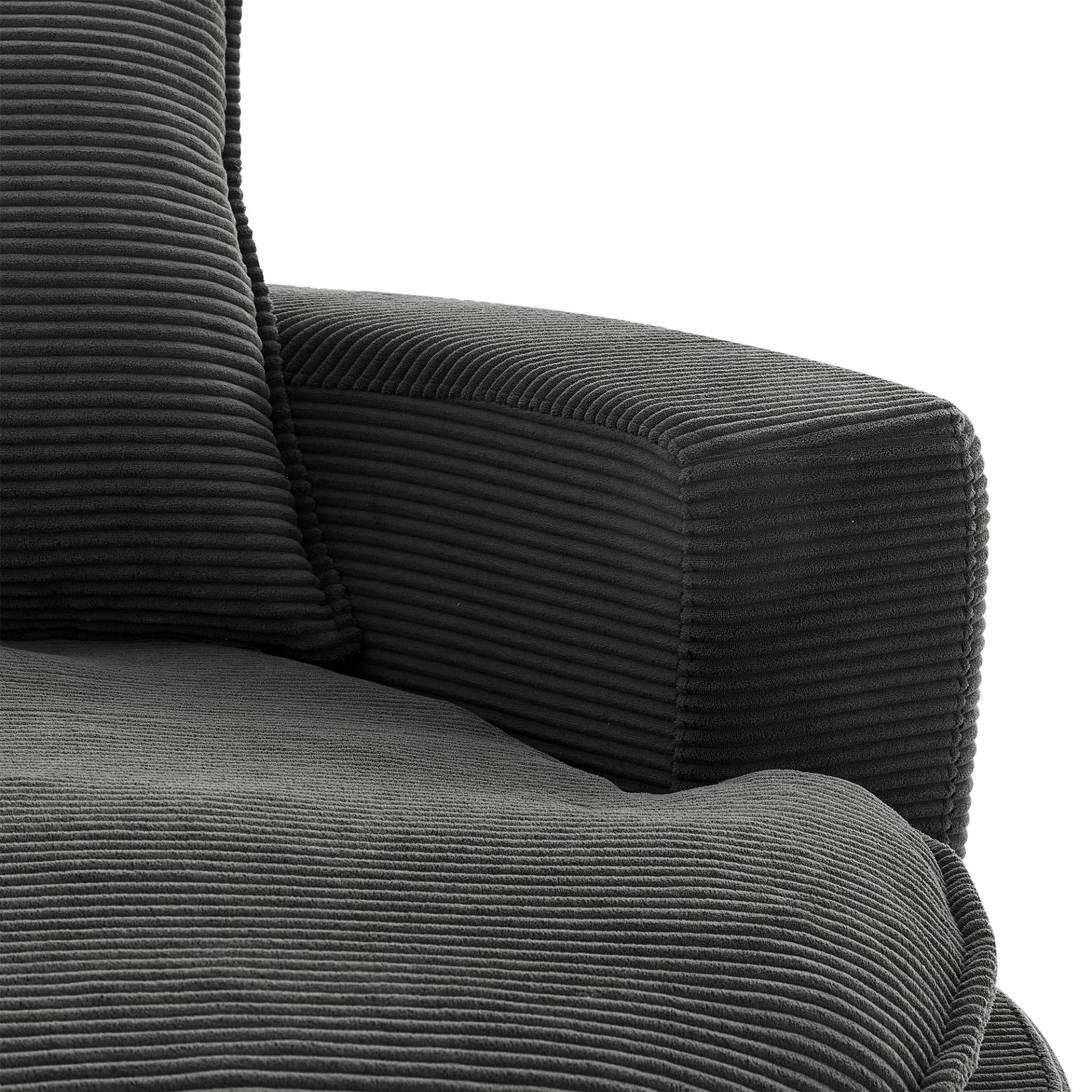 Modern 360° Swivel Sofa Chair With Dual Layer Cushion And Removable Pillows Corduroy - Black - Image 17