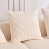 Compression Sofa: Combining Chaise Longue With 3 Seater, Corduroy Fabric, Full Sponge Compression Sofa, Combined Sofa With 4 Pillows For Living / Home Furniture / Apartment - White - Image 16