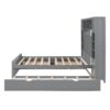 Full Size Bed With All In One Cabinet, Shelf And Sockets, Twin Size Trundle - Gray - Image 3