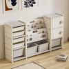 Kids Toy Storage Organizer With 8 Removable Toy Bins, 4 Tier Bookshelf, And 2 Cabinet Storage - Gray / Ivory - Image 5