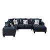 Modern U Shape Sectional Sofa, Velvet Corner Couch With Lots Of Pillows Included, Elegant And Functional Indoor Furniture - Black - Image 25