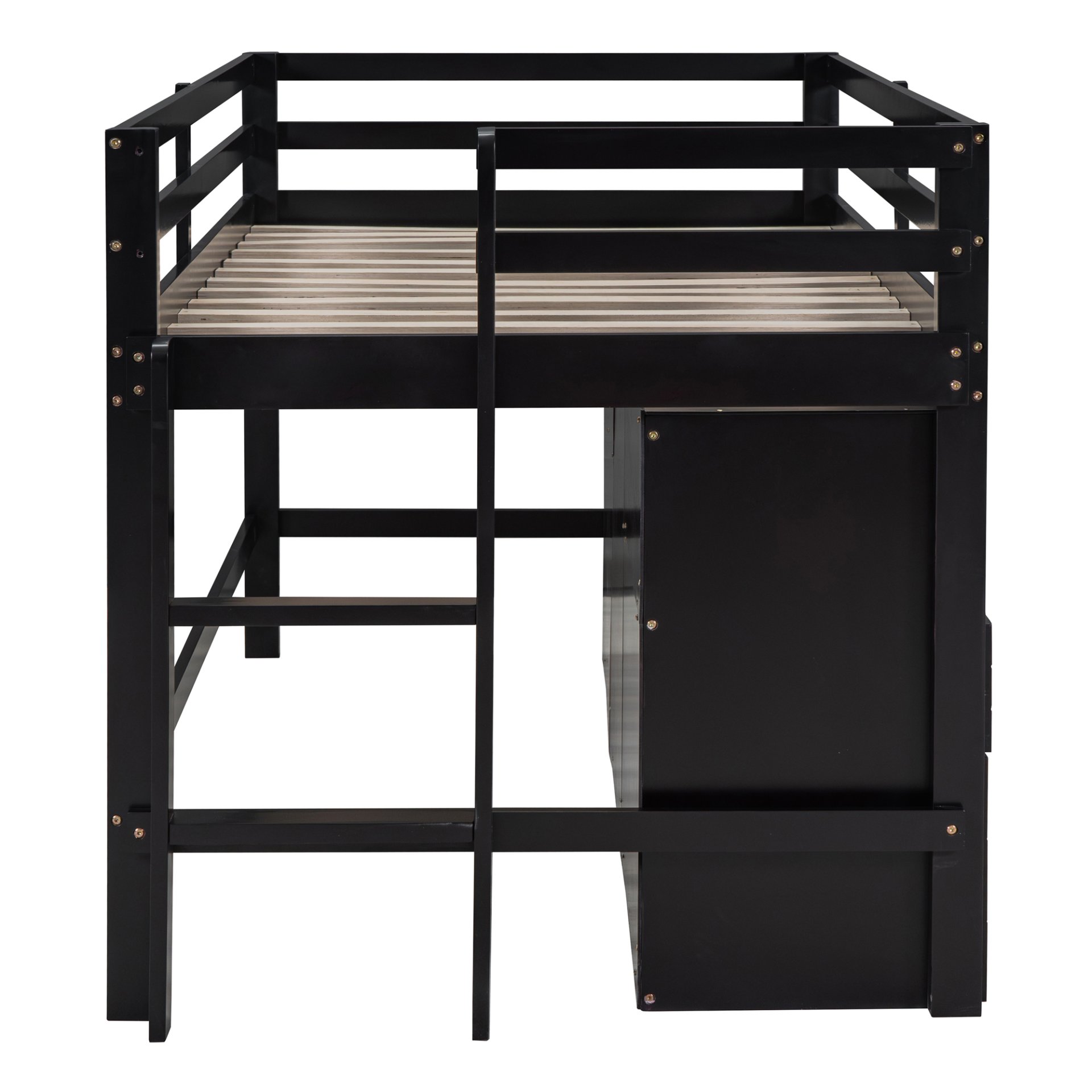 Twin Size Loft Bed With 4 Drawers, Underneath Cabinet And Shelves - Espresso - Image 14