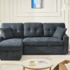Sectional Sofa Bed L Shaped Sofa Couch Bed With USB Port, Reversible Sofa Couch Sleeper With Pull Out Bed, Chaise With Storage, For Living Room - Black - Image 4