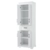 Freestanding Bathroom Vanity, Elegant Design With 4 Doors & 1 Drawer, Adjustable Shelves, Damping Hinges - White - Image 14
