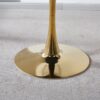 Tulip Table Mid-Century Dining Table For 2 - 4 People With Round MDF Table Top, Pedestal Dining Table, End Table Leisure Coffee Table, Ceramic And MDF Top - Golden / White - Image 3