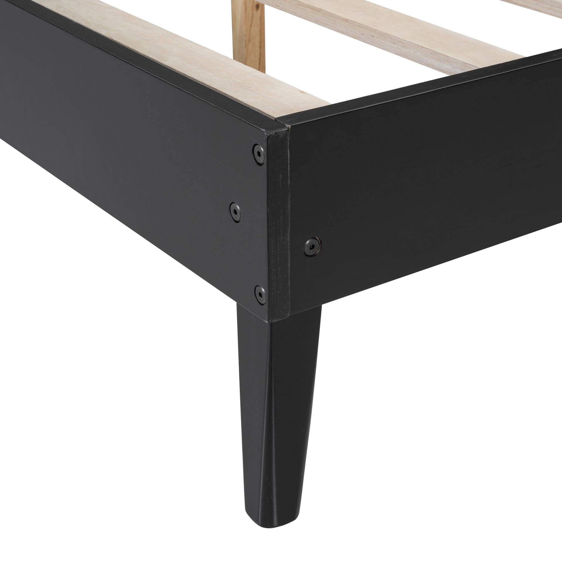 Queen Size Bed Frame With 2 Nightstands Elegant Design With Lamps - Black - Image 11