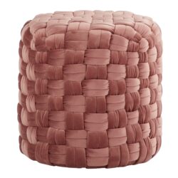 Braided - Round Ottoman - Blush Pink - Velvet