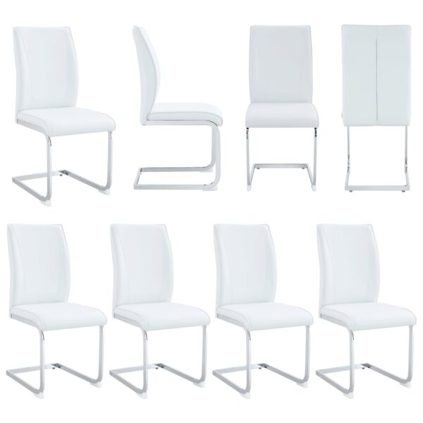 Luxury Simple Arch Chair (Set of 8) Material High Resilience Dining Chairs With Arched Metal Legs - White / Silver