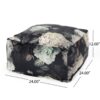 Hazel - Large Square Pouf, Versatile Ottoman Or Floor Cushion, Flower Print - Black - Image 3