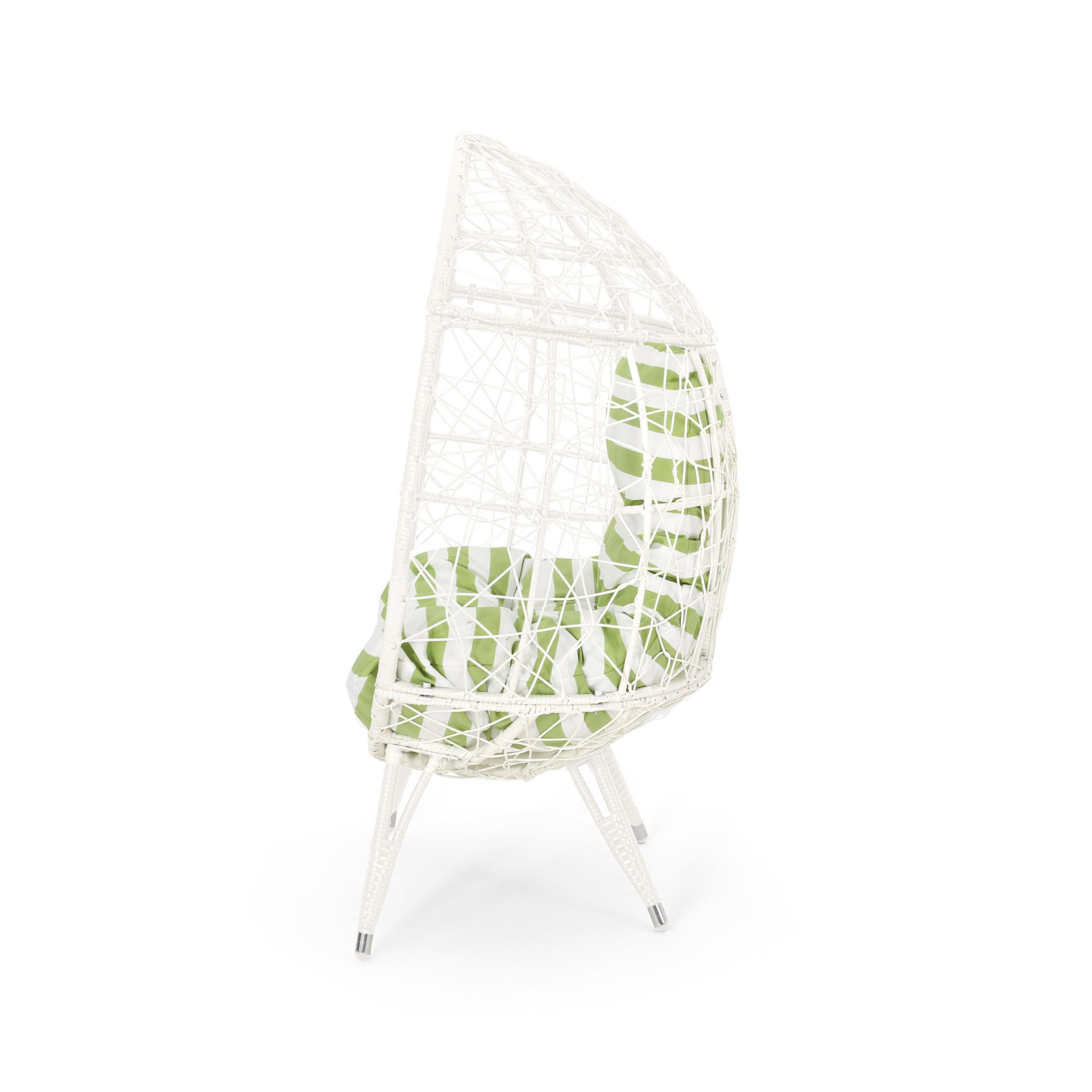 Cosmos - Round Hammered Iron Teardrop Chair - White / Green - Image 7