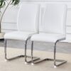 Luxury Simple Arch Chair (Set of 2) Dining Chair With High Resilience Material And Arched Metal Leg - White / Silver - Image 2