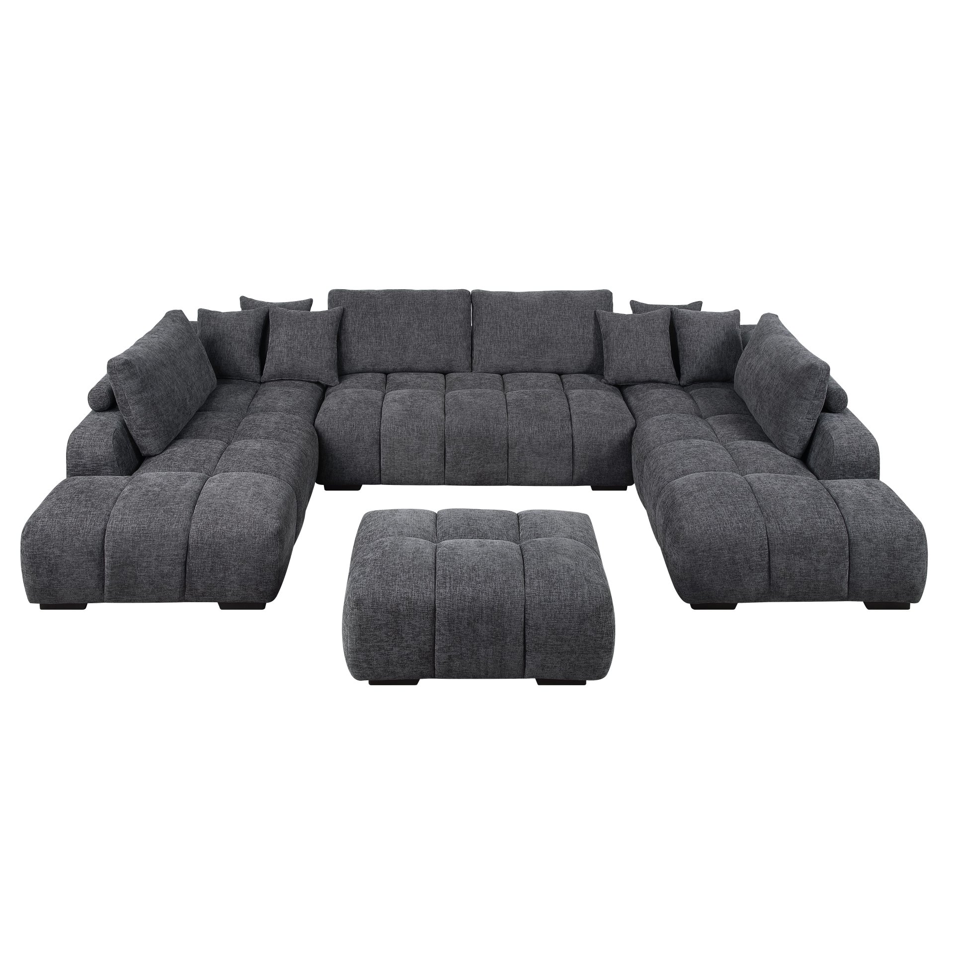 Chosen - Sectional Sofa With Toss Pillows With 2 Chaises With Ottoman - Gray - Image 4