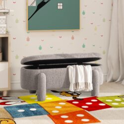 Hugo - Oval Fully Upholstered Storage Bench - Brown