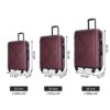 3 Piece Luggage Sets Lightweight Suitcase With Two Hooks, Spinner Wheels, Tsa Lock, (20/24/28) - Wine Red - Image 3