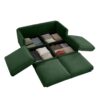Stylish Modern Chenille 2 Seater Sofa With Ottoman Storage And Cylindrical Armrests - Green - Image 16