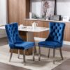 Nikki - Modern, High-End Tufted Solid Wood Contemporary Velvet Upholstered Dining Chair With Chrome Stainless Steel Plating Legs, Nailhead Trim, (Set of 2) - Blue / Chrome - Image 14