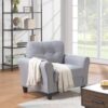 Modern Living Room Sofa Set Linen Upholstered Couch Furniture For Office, Home - Light Gray / Blue - Image 8