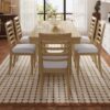7 Pieces Extendable Dining Table Set, Farmhouse Extendable Table With Move Leaf, Rustic Wooden Kitchen Table And 6 Pieces Upholstered Chairs, Expanding Dining Room Table Set - Natural - Image 5