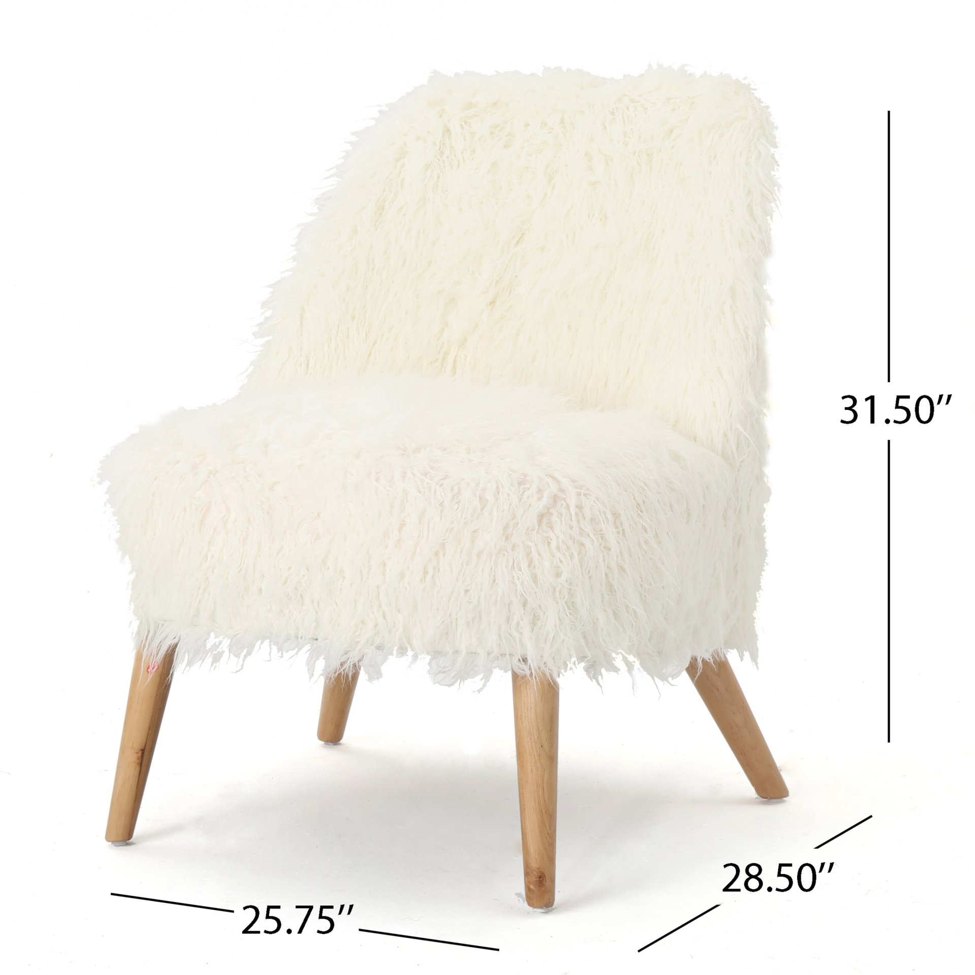 Modern Glam Club Chair With Shaggy Textures - White - Image 3
