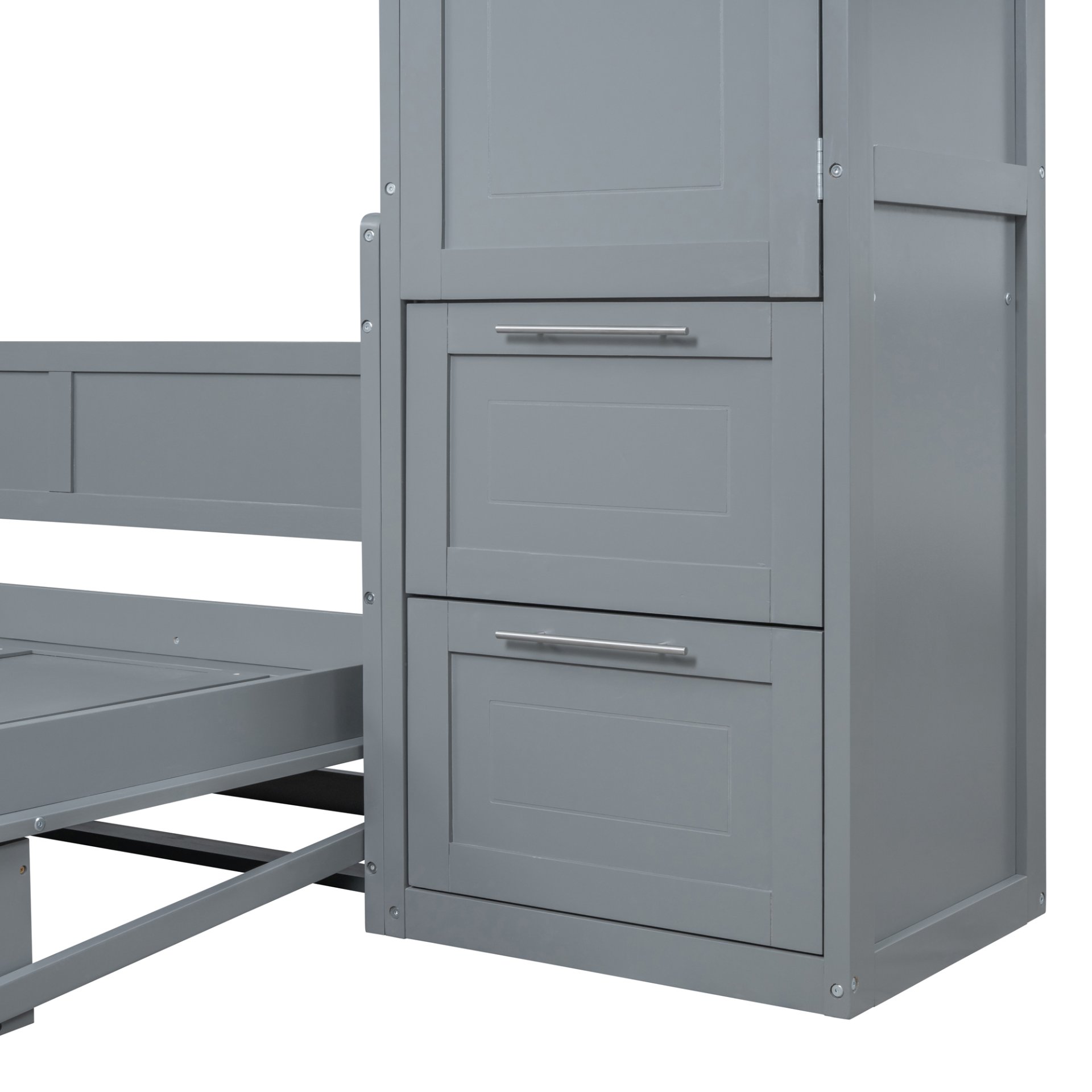 Queen Size Murphy Wall Bed With Closet And Drawers - Gray - Image 13