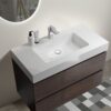 Alice - 36" Bathroom Vanity With Sink, Large Storage Wall Mounted Floating Bathroom Vanity For Modern Bathroom, One-Piece Sink Basin Without Drain And Faucet - White / Walnut - Image 4
