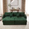 Modern Style 3 Seater Sofa Sectional Sofa Couch With Storage Space, Two Movable Ottomans, Two USB Ports, Two Cup Holders, A Phone Holder For Living Room - Green - Image 22