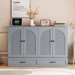 Full Size Murphy Bed With Large Drawers - Gray