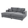Oversized Loveseat Chaise Lounge Sectional Sofa Bed Corduroy Sleeper Sofa With 2 USB Ports, 2 Cup Holders And 2 Throw Pillows For Living Room And Bedroom - Dark Gray - Image 12