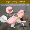 Massage Salon Tattoo Chair With Two Trays Esthetician Bed With Hydraulic Stool, Multi-Purpose 3-Section Facial Bed Table, Adjustable Beauty Barber Spa Beauty Equipment - Pink - Image 5