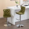 Swivel Velvet Barstools Adjusatble Seat Height From 25-33", Modern Upholstered Chrome Base Bar Stools With Backs Comfortable Tufted For Home Pub And Kitchen Island (Set of 2), 1712Ol - Olive Green - Image 4