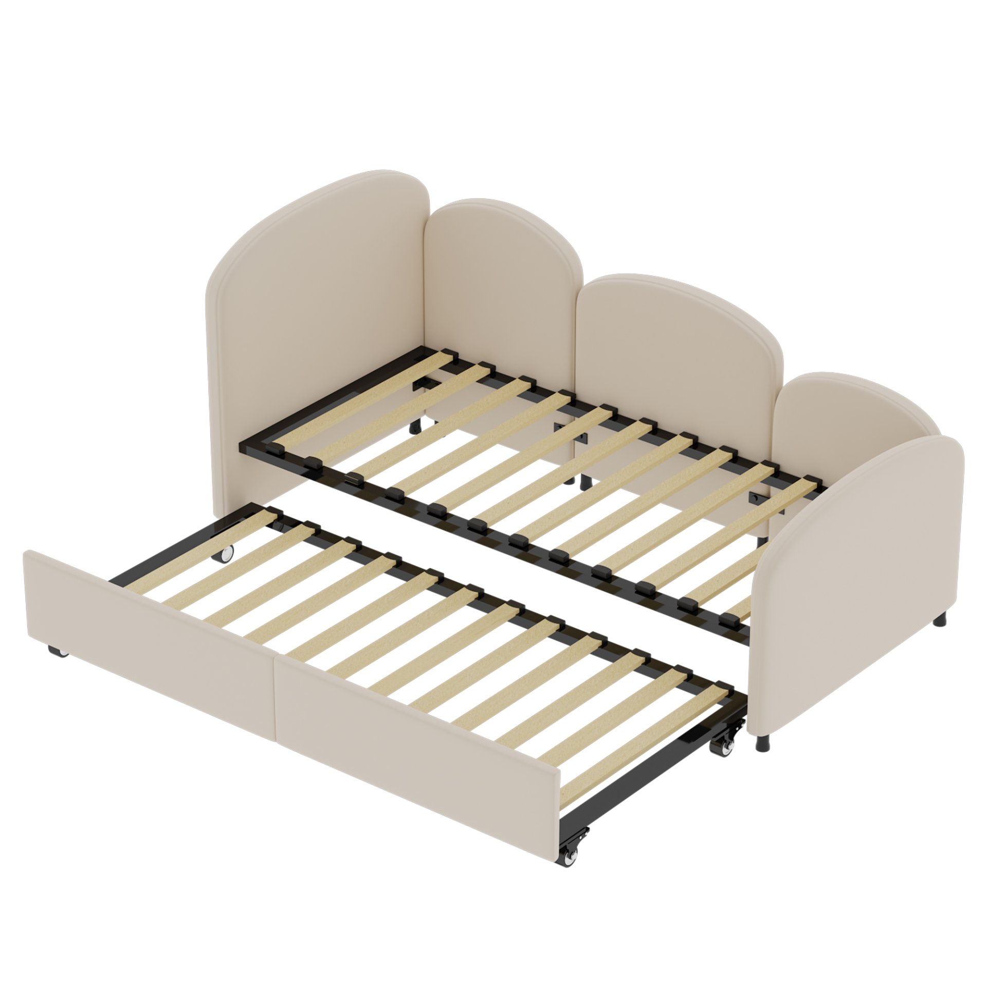 Modern Upholstered Daybed With Twin Size Bed Frames And Storage - Beige - Image 22