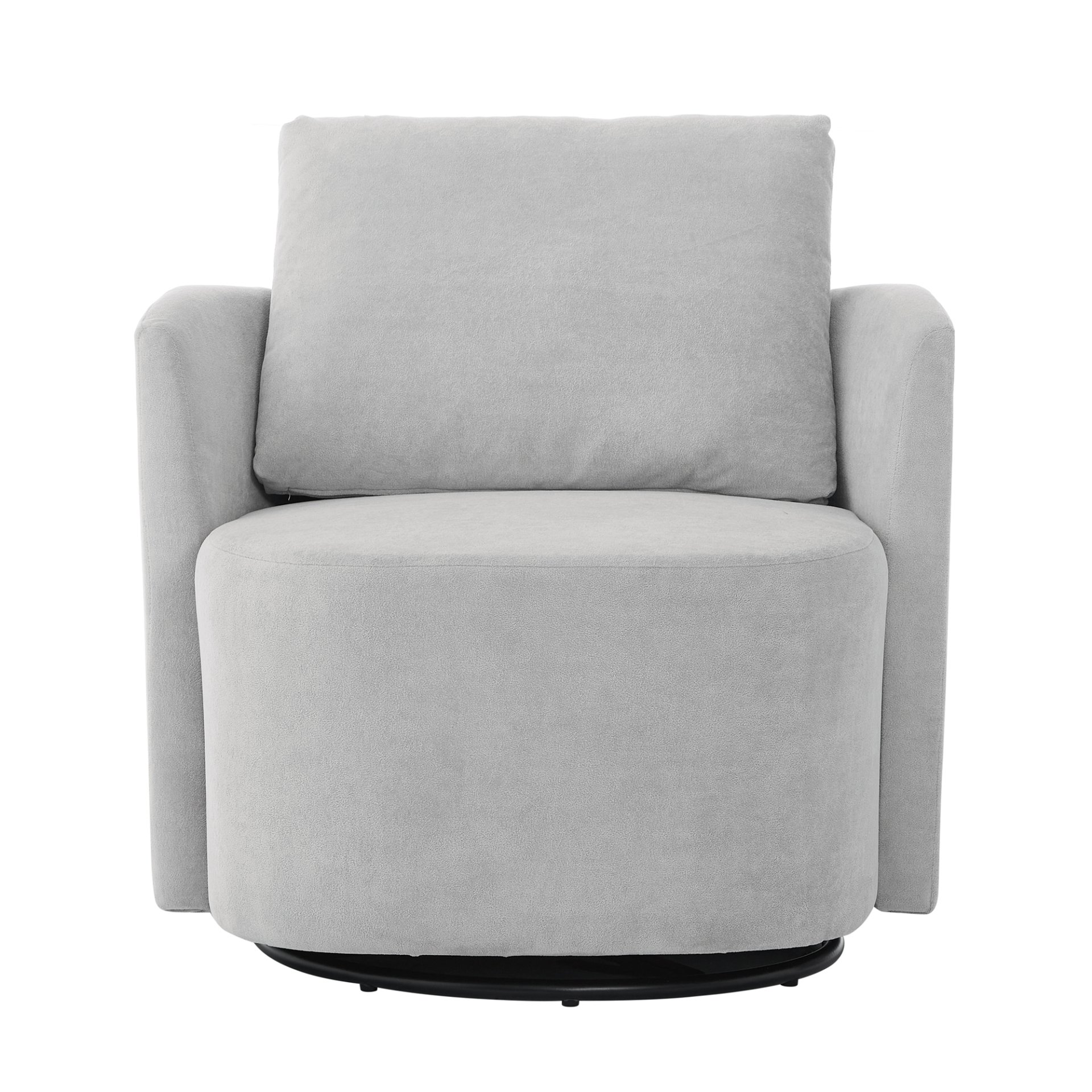 Modern 360° Swivel Accent Barrel Armchair Chenille, Upholstered With Curved Design For Living Room, Bedroom, Office, And Hotel - Gray - Image 11