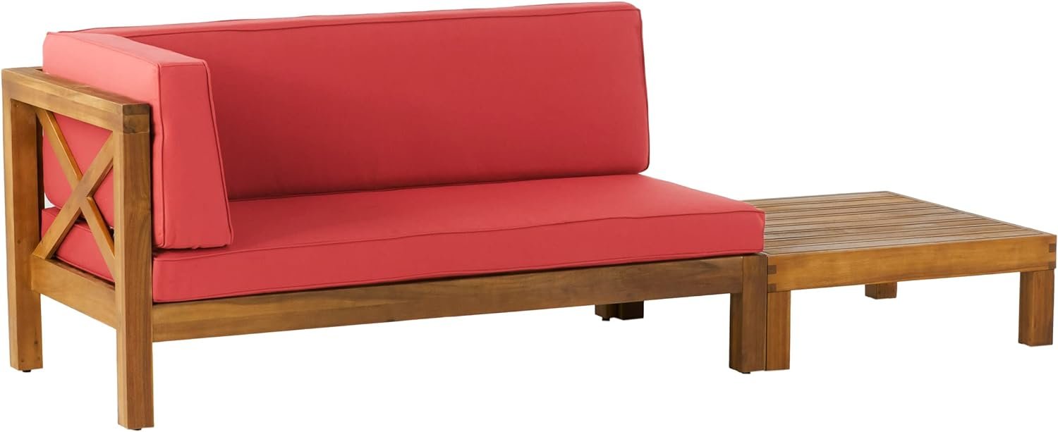Brava - X Back Corner Bench L With Coffee Table - Red - Image 4