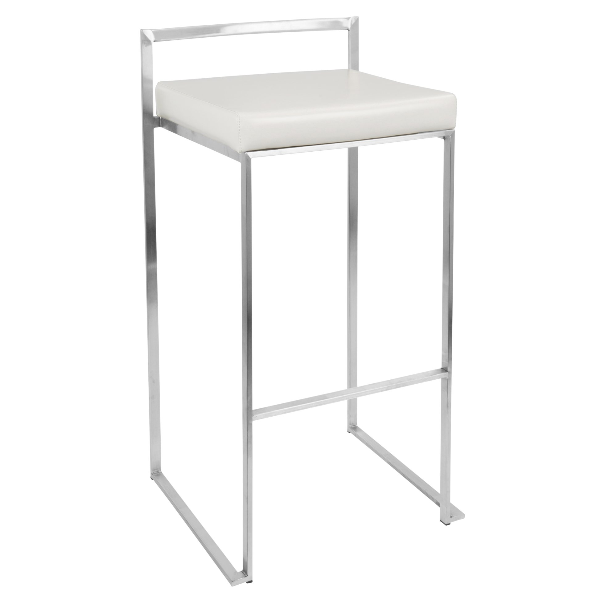 Fuji - Contemporary Stackable Barstool (Set of 2) - White - Image 2