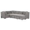 U-Shaped Sectional Sofa Pull Out Sofa Bed With Two USB Ports, Two Power Sockets, Three Back Pillows And A Storage Chaise For Living Room - Light Gray - Image 11