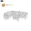 Modern Sectional Sofa U Shaped With Movable Ottoman And Side Storage Pockets Corduroy - Green - Image 2