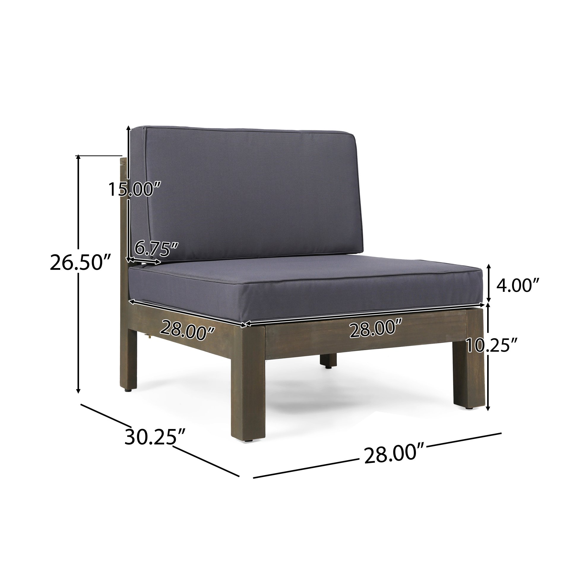 Oana - Contemporary 3 Piece Sofa Set With Water Resistant Cushions - Dark Gray - Image 9