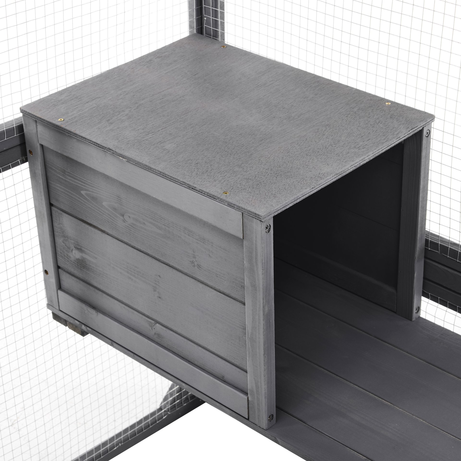 Outdoor Diy Cat House Catio With Double Enter Doors, Platforms, And Condos - Dark Gray - Image 15