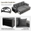 Reversible Sleeper Sectional Sofa Bed With Side Shelf And 2 Stools, Pull-Out L-Shaped Sofa Bed, Corner Sofa-Bed With Storage Chaise Left / Right Hande For Living Room - Blue / Black - Image 7