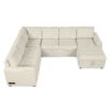 U-Shaped Sofa Sectional Sofa Pull-Out Sofa Bed With A Storage Chaise Lounge, Charging Devices For Living Room - Beige - Image 11