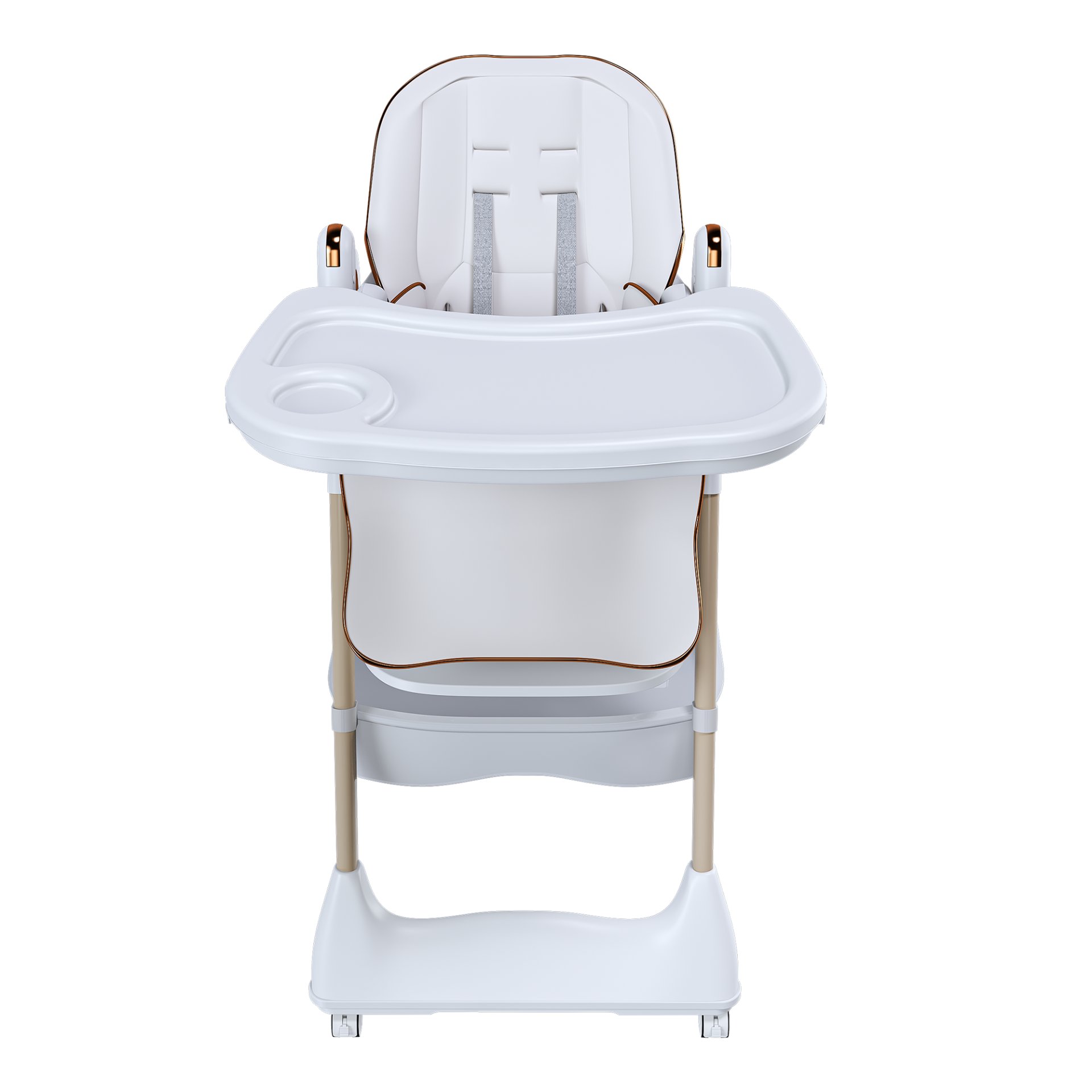Adjustable Baby High Chair 0 - 6 Years, Portable Infant Feeding Seat With Safety Belt, Silent Lockable Wheels - White - Image 11