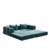 Convertible Floor Sofa Bed With Fixed Shape Frame, Loveseats Boneless Modular Sectional, For Living Room - Dark Green - Image 20