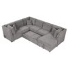 U-Shaped Sectional Sofa Pull Out Sofa Bed With Two USB Ports, Two Power Sockets, Three Back Pillows And A Storage Chaise For Living Room - Light Gray - Image 15