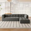Modular Combination Living Room Sofa Set, Modern Minimalist Sofa, Living Room Upholstered Sofa Bed, Bedroom, 2 Pieces Computer Free Combination, L - Shaped - Black Gray - Image 11